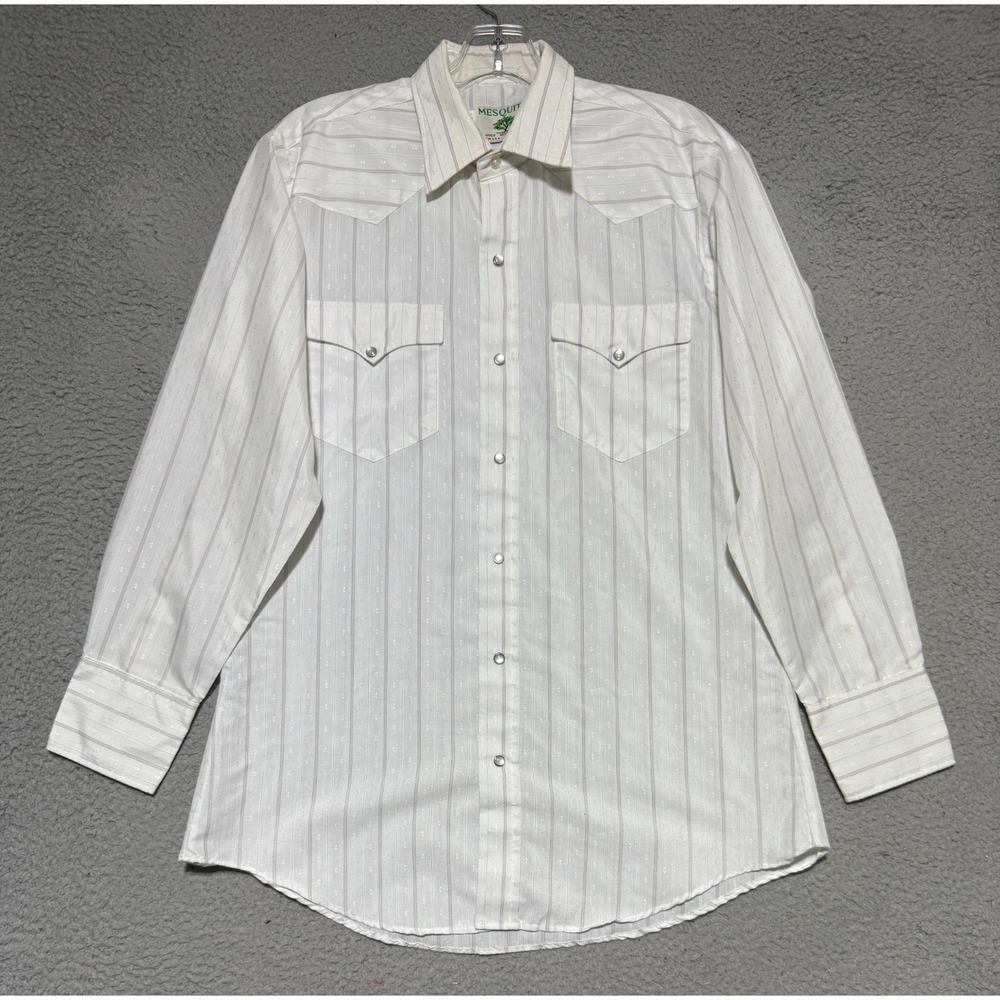 Vintage Mesquite Western Striped Shirt Pearl Snap Made in USA Mens 15 1/2 34